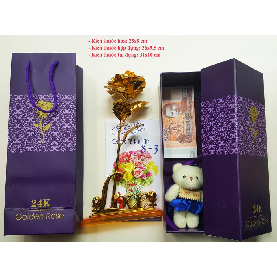 Hoa Hồng Mạ Vàng 24k Sang Chảnh 8 món