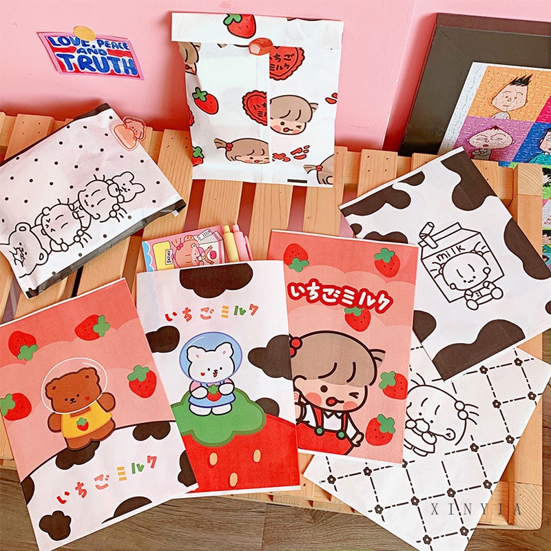 Túi Giấy Đựng Đồ Ăn Vặt Họa Tiết Trái Dâu Dễ Thương