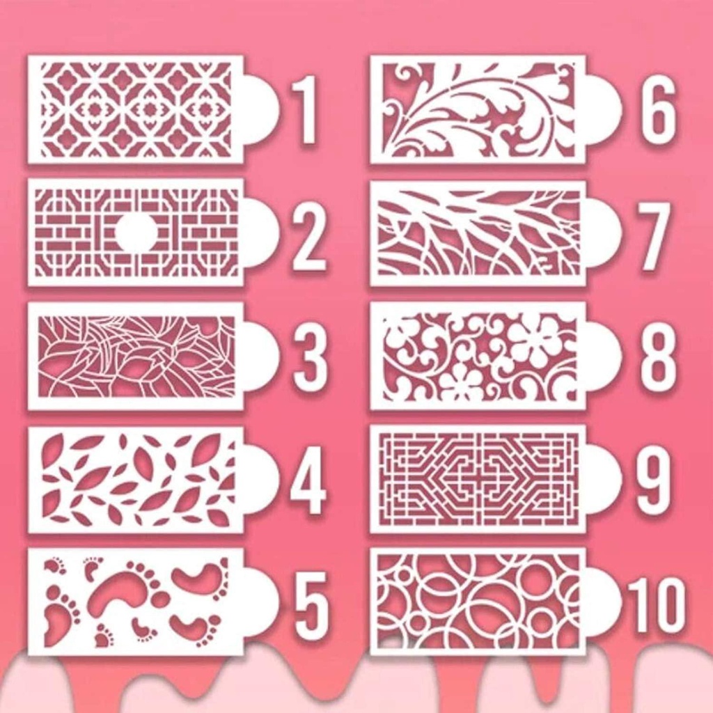 CONOPERY Bộ 10 Khuôn Trang Trí Bánh Hình Hoa Có Thể Tái Sử Dụng