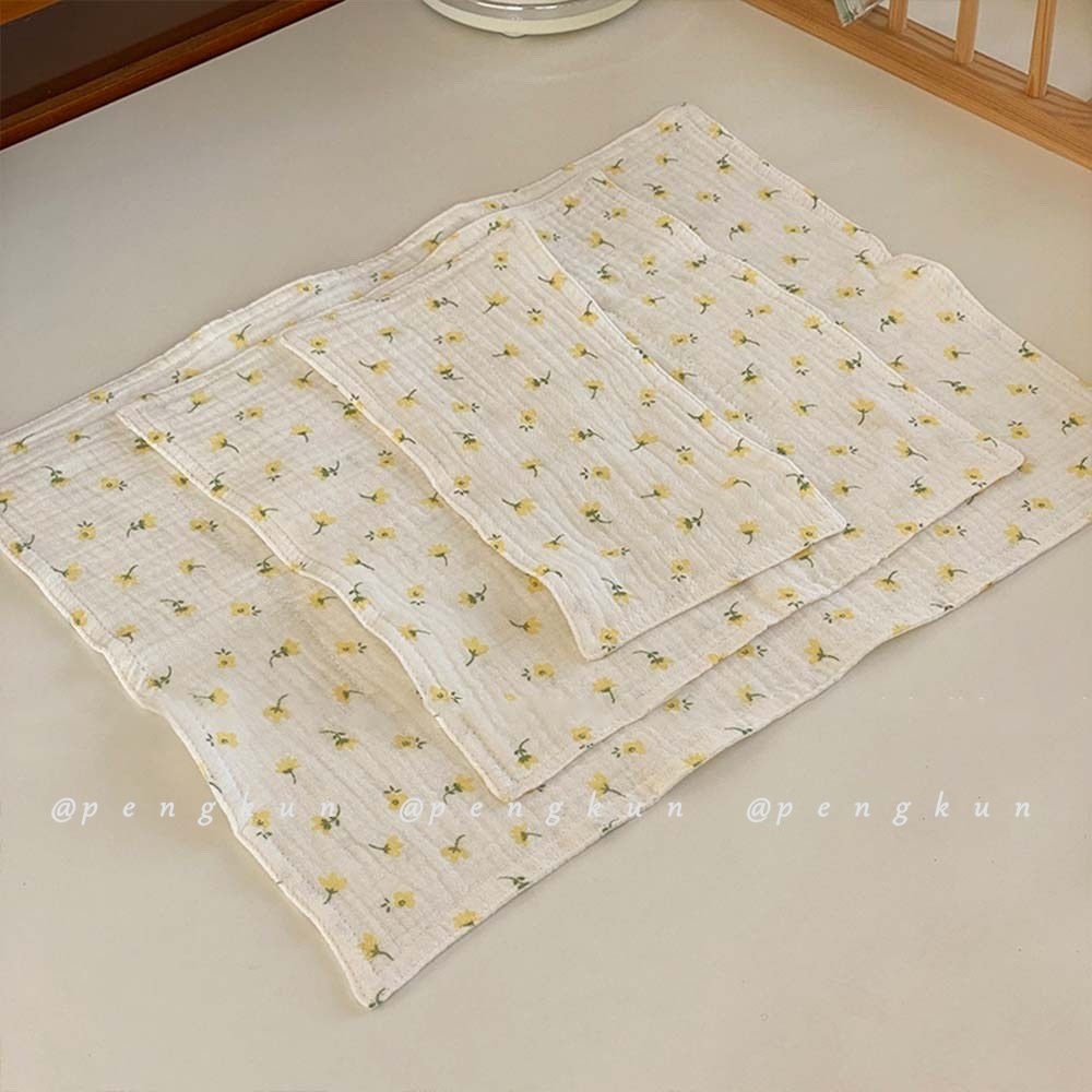 Bộ 3 Khăn Trải Bàn Bằng cotton Họa Tiết Hoa Phong Cách Hàn Quốc