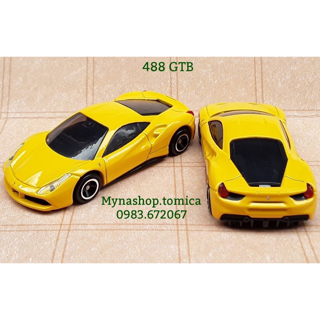 Xe mô hình tĩnh tomica không hộp - 488 GTB - màu vàng