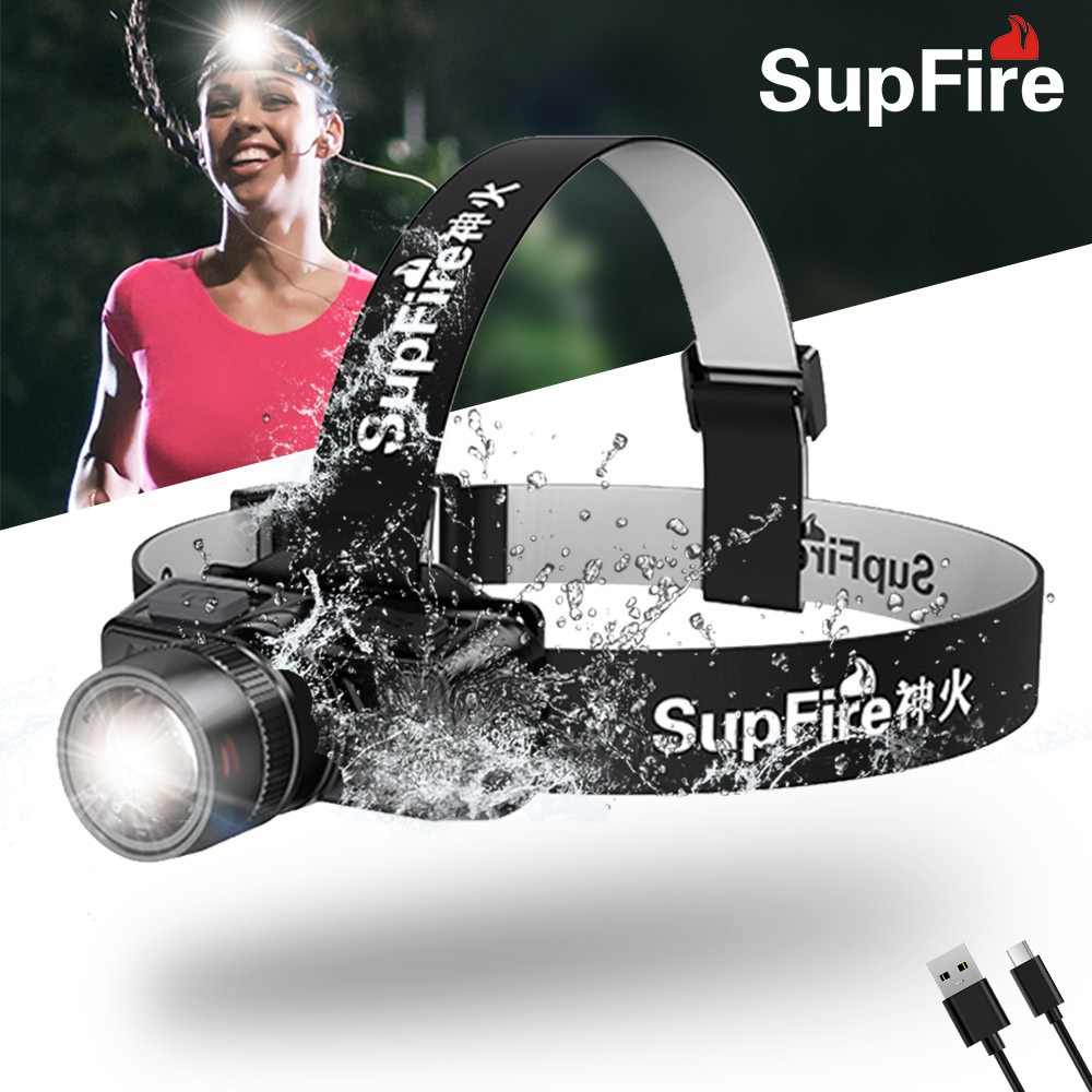 Đèn pin SUPERFIRE HL50 đeo đầu mini có thể sạc lại tiện lợi