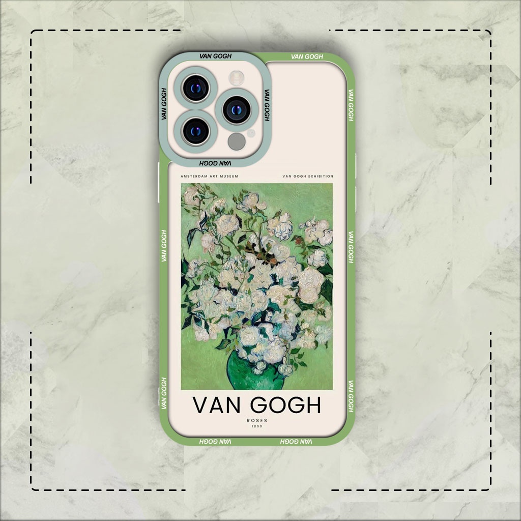 Ốp lưng iphone cạnh vuông JM Case Van Gogh bình hoa 6plus/6s/6splus/7/7plus/8/8plus/x/xs/11/12/pro/max/plus/promax