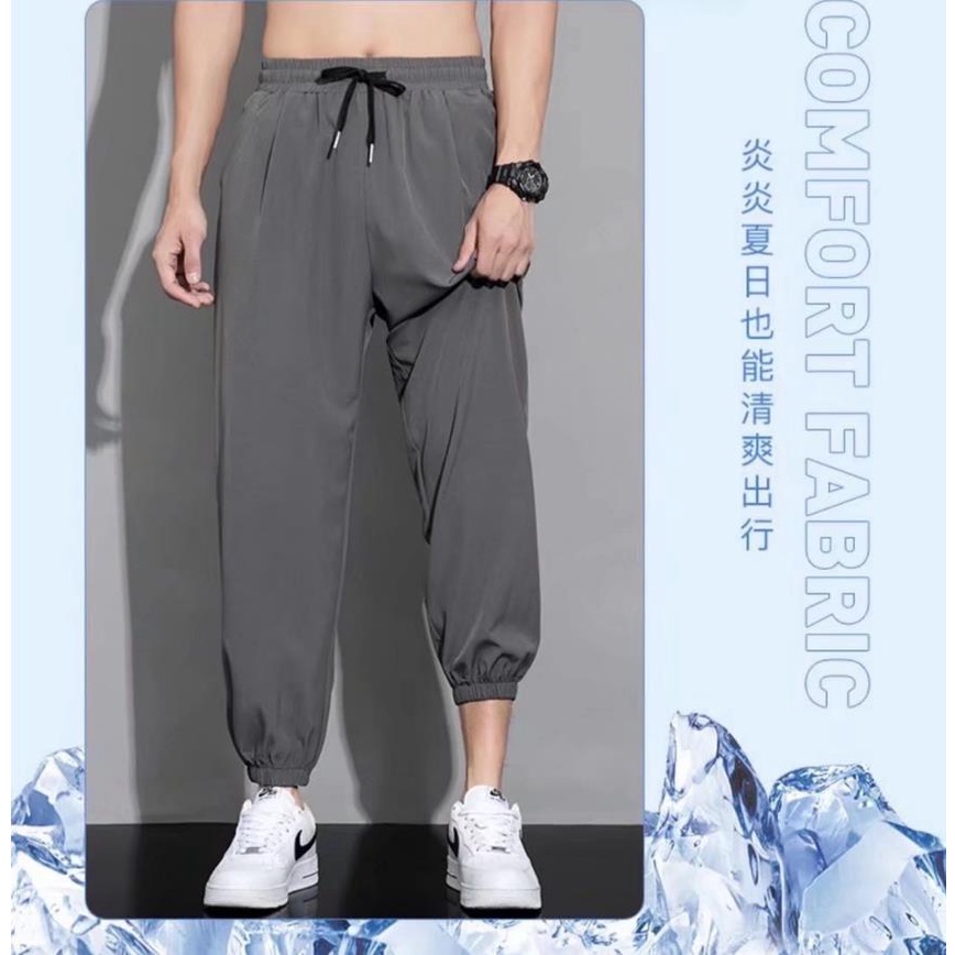 Quần Thể Thao Dài Chất Liệu Lụa Lạnh Mỏng Có size M-5XL Thời Trang Mùa Hè Cho Nam