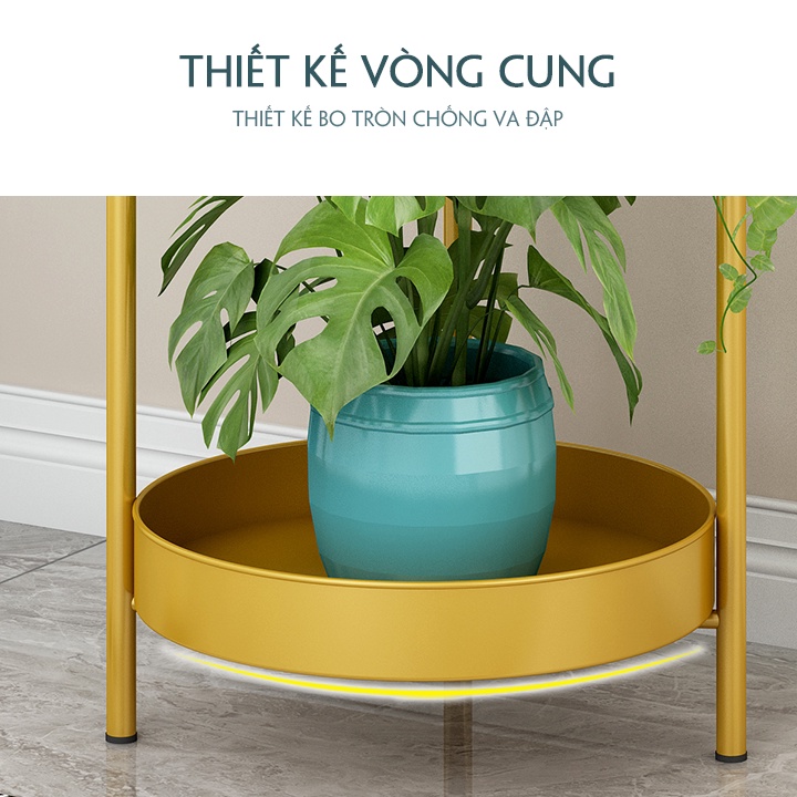 Kệ để chậu hoa, cây cảnh ⚡️ 𝐅𝐑𝐄𝐄 𝐒𝐇𝐈𝐏⚡️ Bàn để đồ đa năng 2 tầng khung hợp kim mạ vàng sang trọng