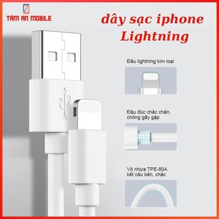 Dây Cáp Sạc iphone Lightning  Chuẩn Foxcom loại tốt sạc nhanh không loạn cảm ứng