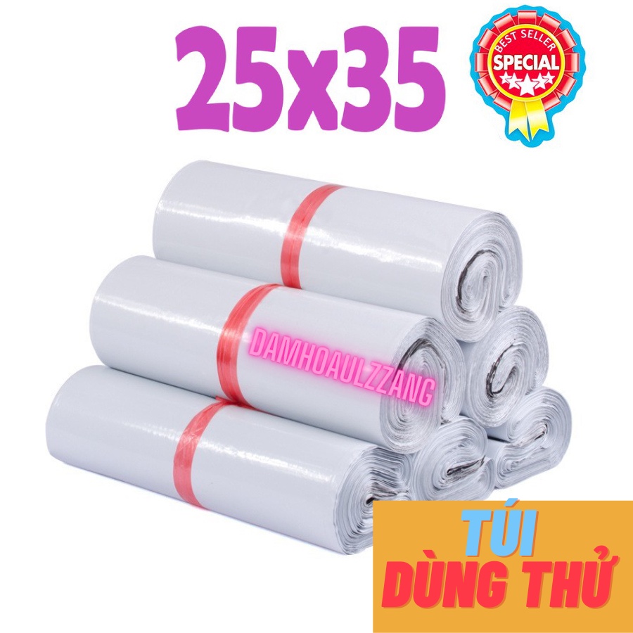 [Bộ Túi Mẫu] Túi gói hàng niêm phong tự dính Size 25x35 - Trắng cao cấp