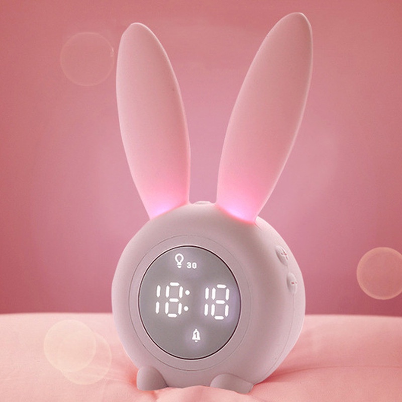 Đồng hồ báo thức điện tử kiêm đèn ngủ Tai Thỏ Bunny ✅ Đồng hồ để bàn✅ Cảm ứng âm thanh đổi màu✅ Thể hiện nhiệt độ✅ Decor