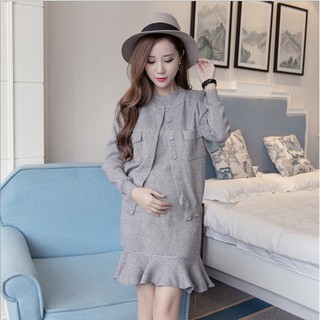 Đầm Bầu Thu Đông - Sét Váy Len Tiểu Thư