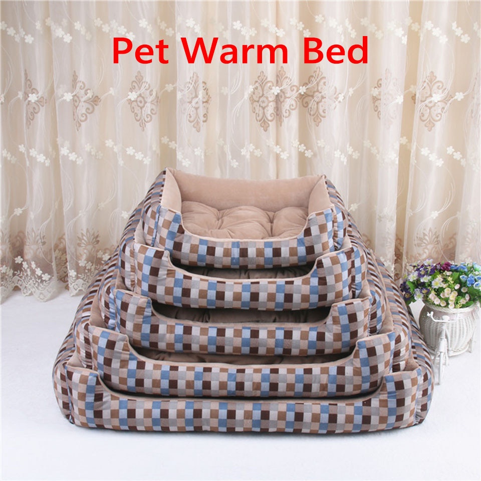 Giường ngủ ấm áp hoạ tiết kẻ sọc chống thấm nước vừa vặn cho thú cưng nhỏ/vừa/lớn