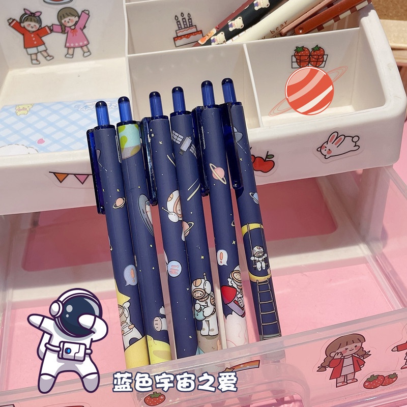 Set 6 Bút Bi Mực Đen Ngòi 0.5Mm Hình Phi Hành Gia