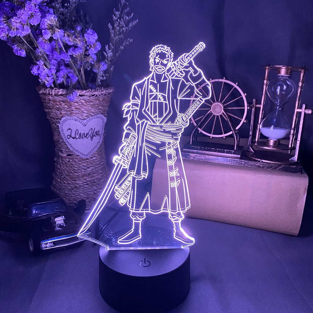 Đèn Ngủ LED Để Bàn Hình Nhân Vật Luffy Zoro Trong Phim Hoạt Hình One Piece Kèm Điều Khiển Từ Xa