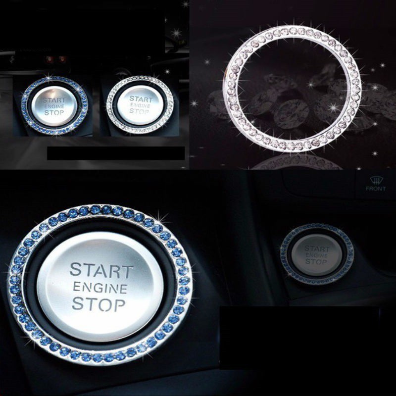Vòng trang trí đính đá nút Start Stop đủ logo hãng xe diamond ring nhiều màu