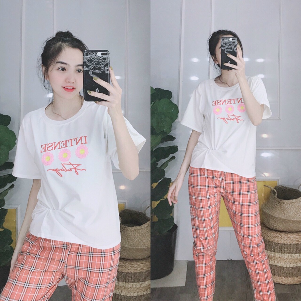 Đồ bộ nữ mặc nhà thun co giản, set đồ bộ nữ thun cotton dễ thương, đồ ngủ nữ bigsize 45-85kg