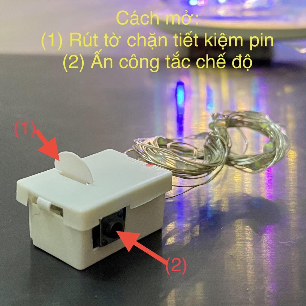 Đèn Led Trang Trí Đom Đóm Fairylight 2 Mét, Nhấp Nháy Và Đứng Yên, Decor Hộp Quà, Giỏ Hoa, Decor Nhà, Quán