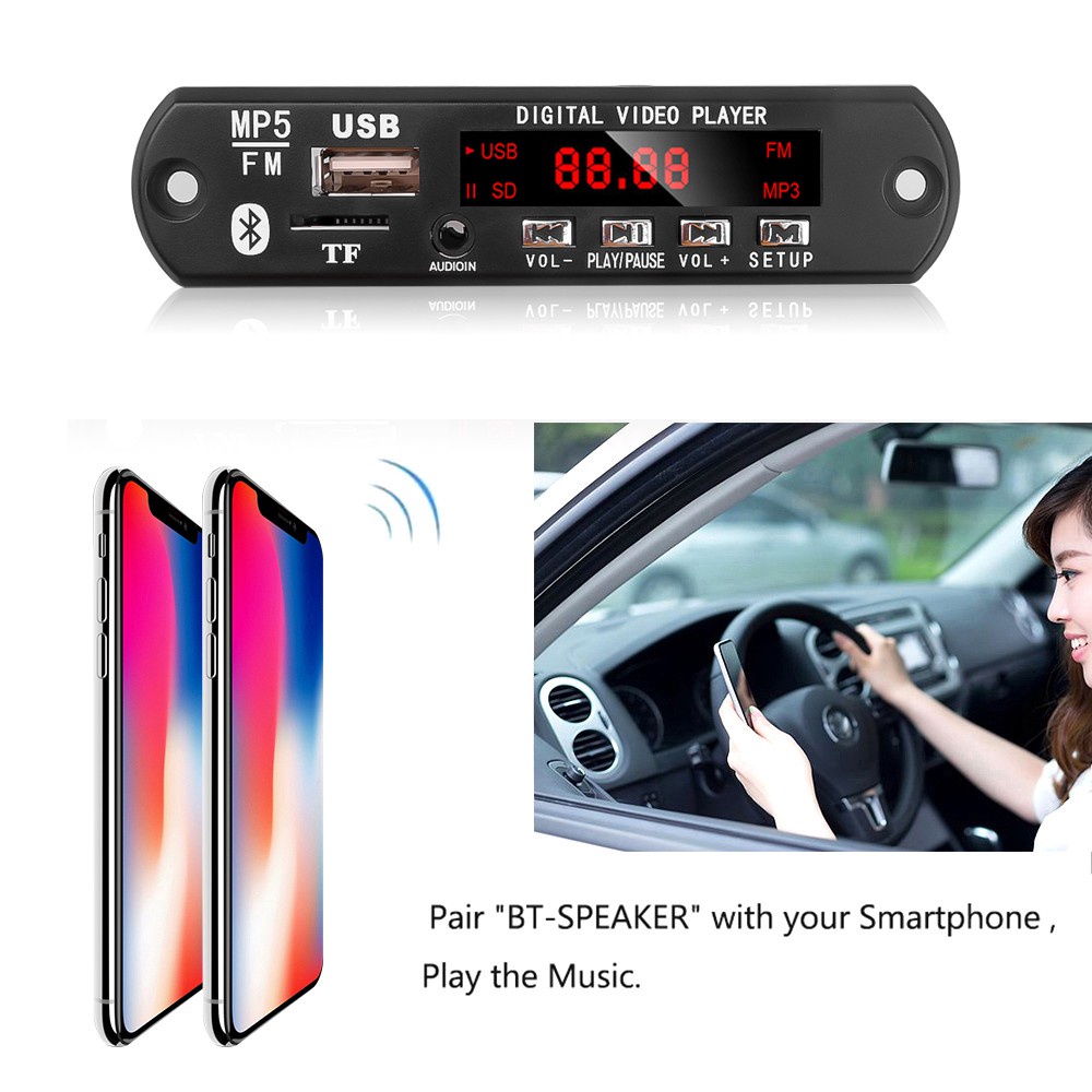 Bảng mạch giải mã âm thanh Bluetooth MP5 Kèm Điều Khiển Từ Xa DC 5V Sang 12V Bluetooth 5.0 USB TF FM Radio