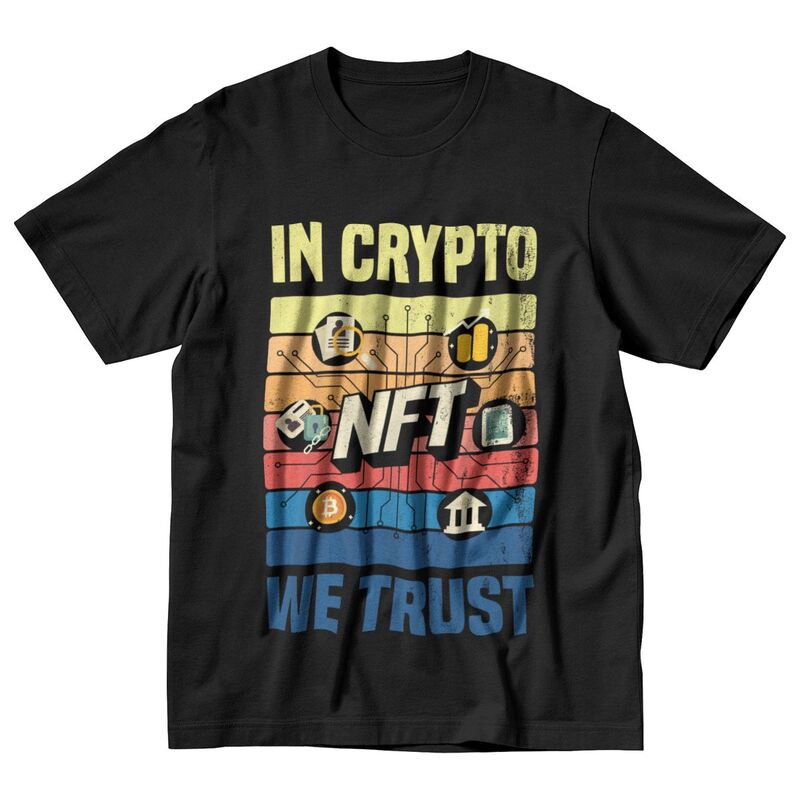 Mã thông báo không phai màu NFTs Crypto Art In Crypto We Trust Áo nam tay ngắn Shiba Inu Coin Áo thu