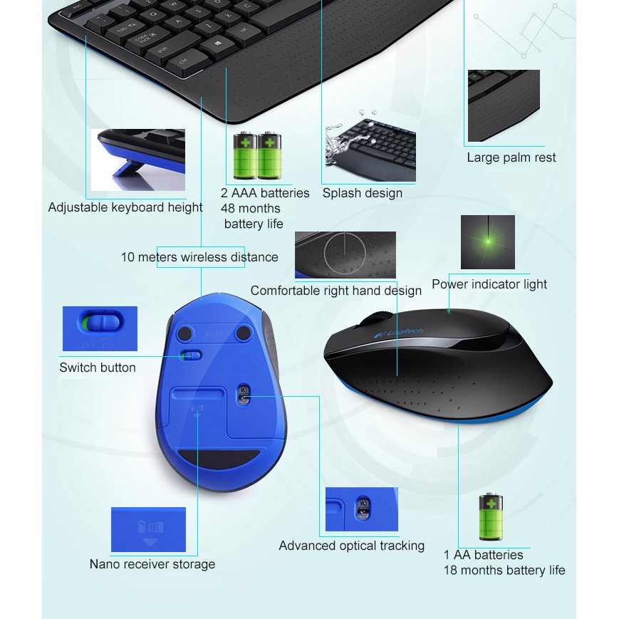 Logitech MK345 wireless keyboard mouse ergonomic waterproof mute keyboard and mouse combination