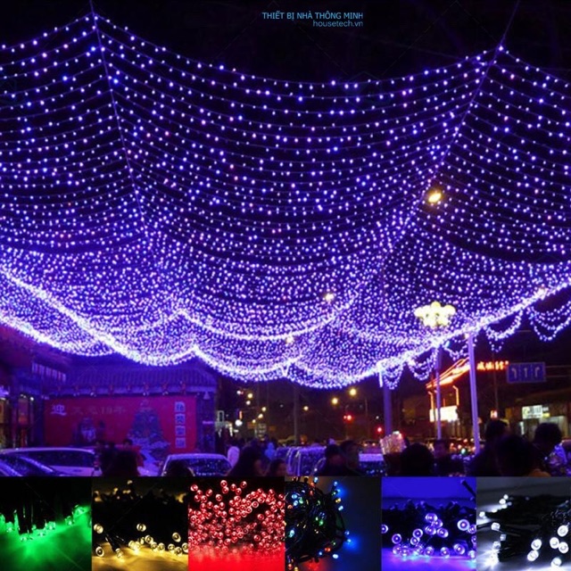 Dây đèn led nháy nhiều màu dài 50m, chống nước ngoài trời