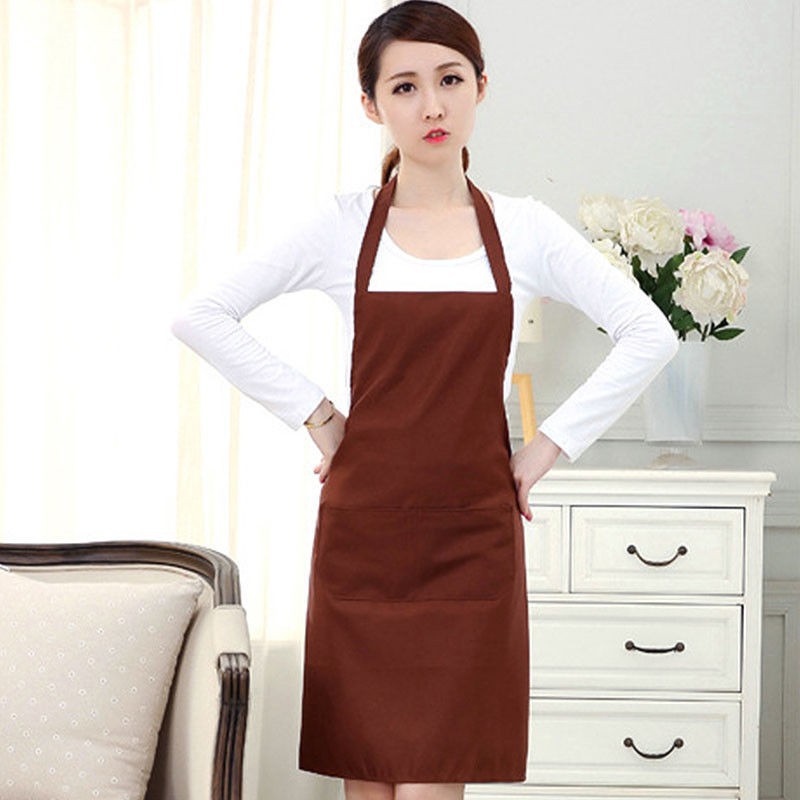 Tạp dề vải polyester màu trơn có túi thời trang cho nam nữ khi nấu ăn / nhà bếp / nhà hàng / quán cà phê / tiệm làm tóc