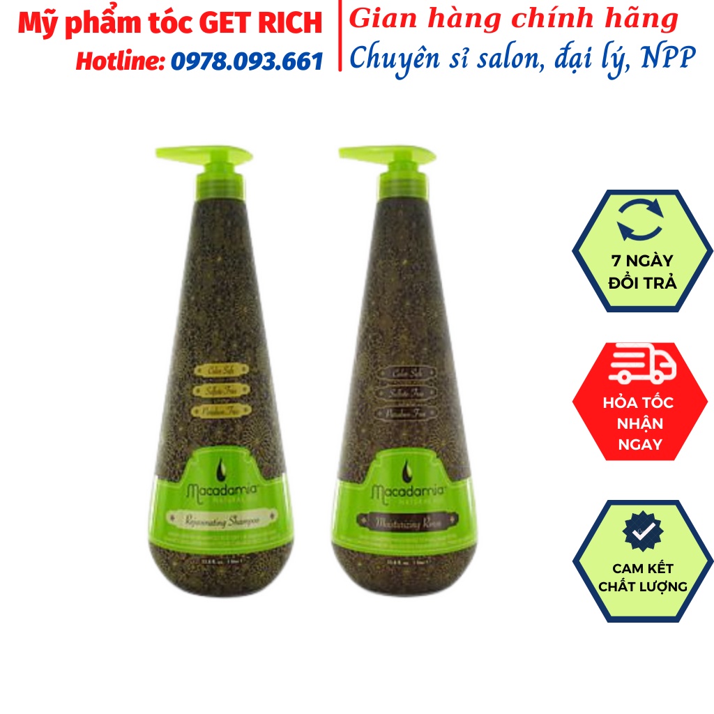 [HÀNG CHÍNH HÃNG] DẦU GỘI XẢ MACADAMIA PHỤC HỒI TÓC HƯ TỔN 1000mlx2