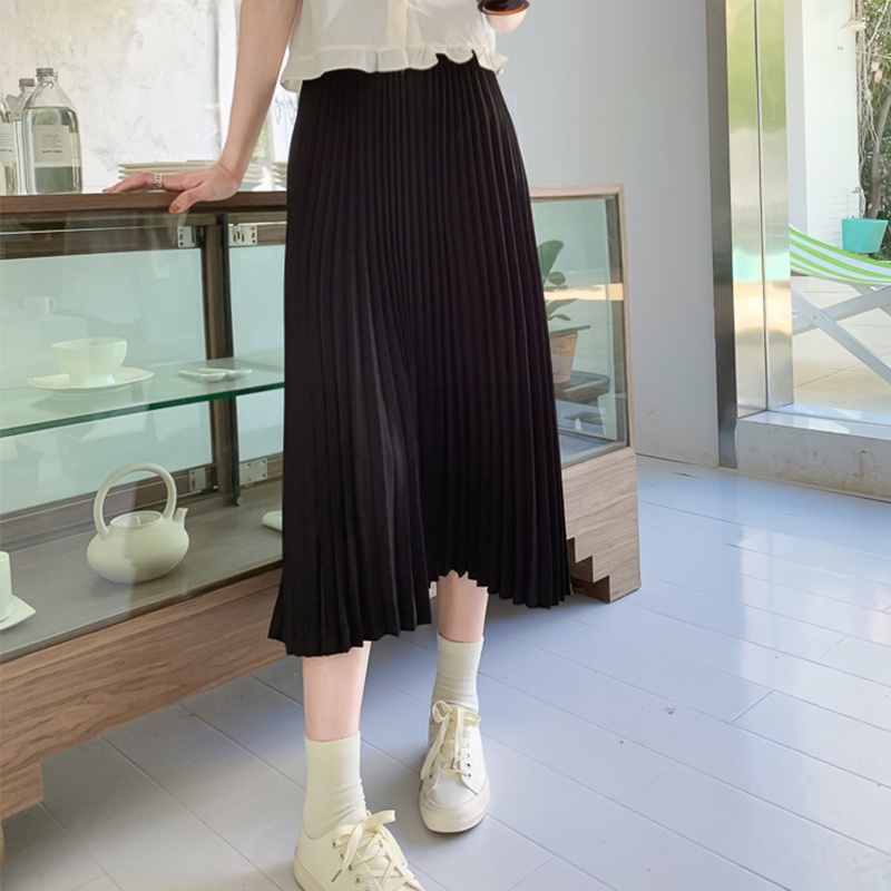 SUXI Chân Váy Maxi Dài Lưng Thun Màu Sắc Thanh Lịch