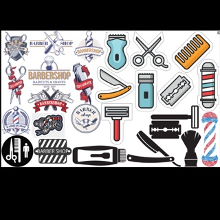 Set sticker pvc chống thấm baber shop