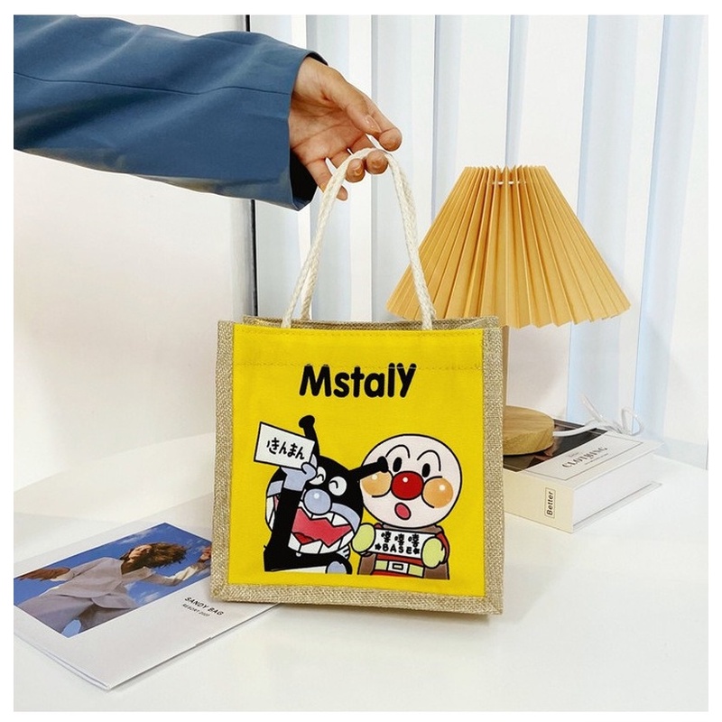 Túi tote Vải Lanh mini In Họa Tiết Hoạt Hình Phong Cách Nhật Bản Thời Trang Cho Nữ