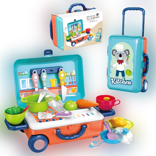 Bộ đồ chơi nhà bếp nấu ăn kitchen kèm vali kéo tiện lợi nhựa nguyên sinh an toàn