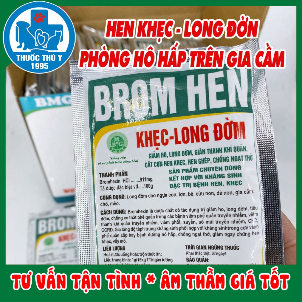 HEN KHẸC LONG ĐỜM hỗ trợ giảm ho, long đờm, phòng bệnh đường hô hấp trên vật nuôi, thú cảnh, gà đá, chim
