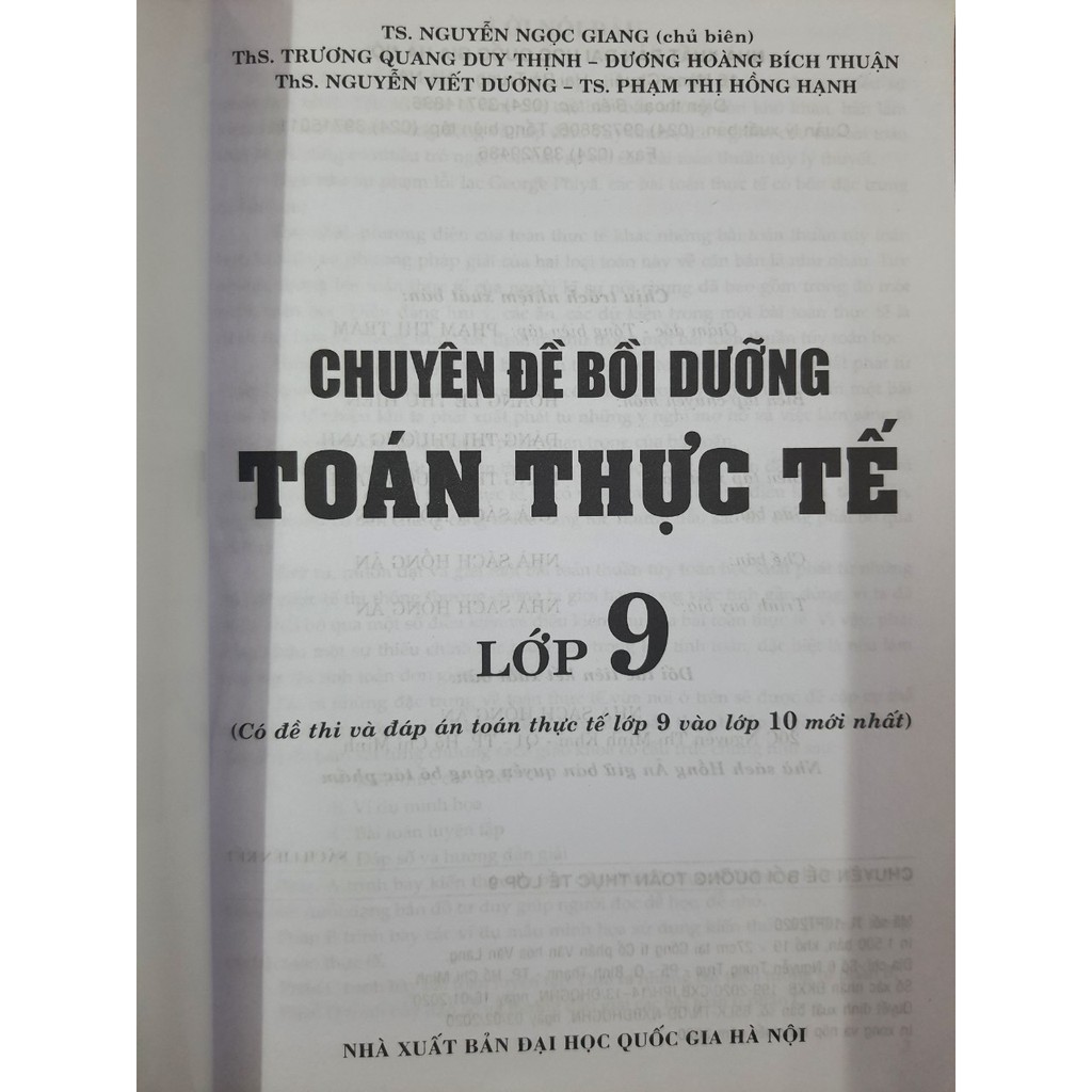 Sách - Chuyên đề bồi dưỡng Toán thực tế lớp 9