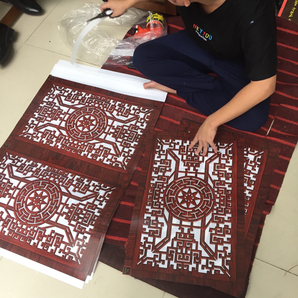Sx - TẤM CHỐNG ÁM KHÓI KHI THẮP HƯƠNG  666 cho bàn thờ treo, trần không khoan bắt vít, tráng nilon bảo vệ màu