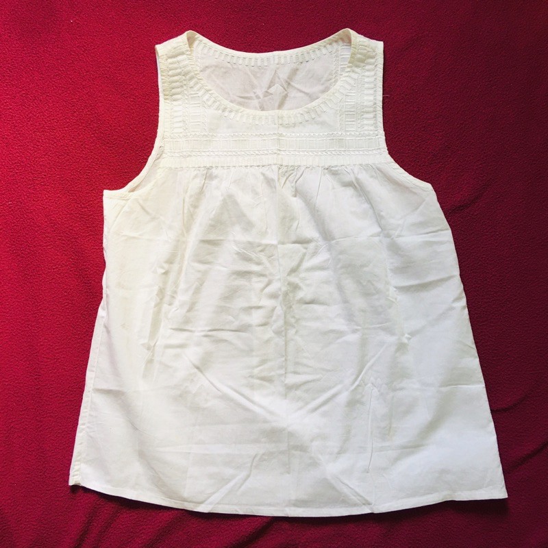 Áo ba lỗ trắng vải linen