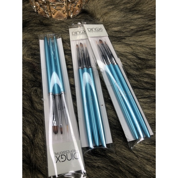 set cọ 3 cây Dingxi màu xanh làm móng