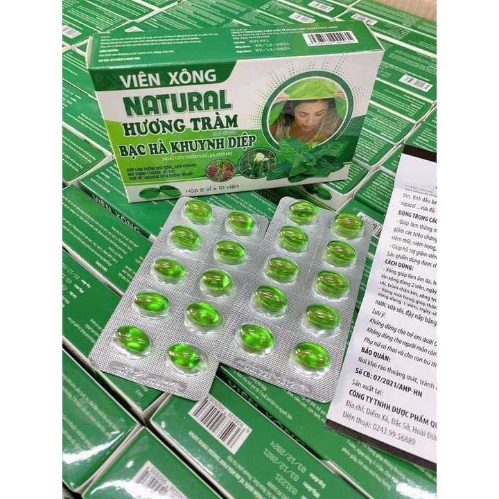 Viên xông mũi họng Hương tràm tía tô sả chanh bạc hà khuynh điệp hỗ trợ hô hấp khoẻ mạnh ngừa dịch bệnh hiệu quả