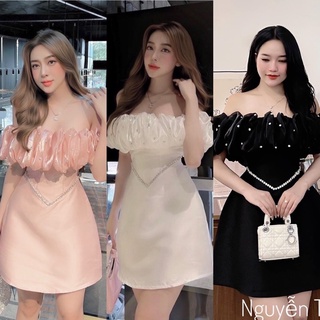 Đầm bẹt vai bèo ngực đính ngọc