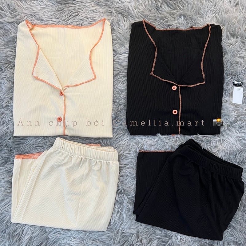 Đồ Bộ Pijama Mặc Nhà Chất Sợi Băng Mát Lạnh Siêu Hot Uzzlang Hàn Quốc