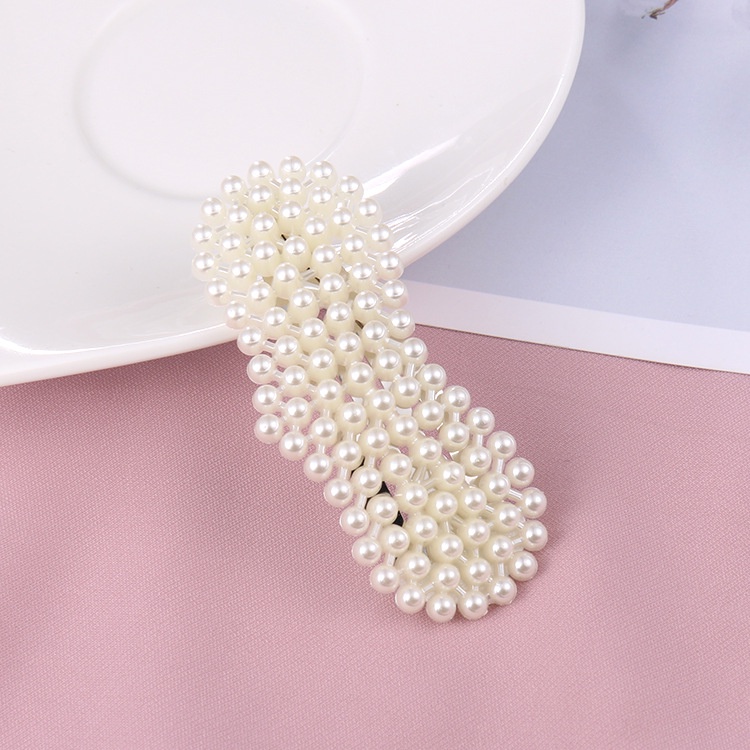 Kẹp tóc mái hạt trai đơn giản cho nữ, cặp tóc rẻ đẹp Hàn Quốc HABE