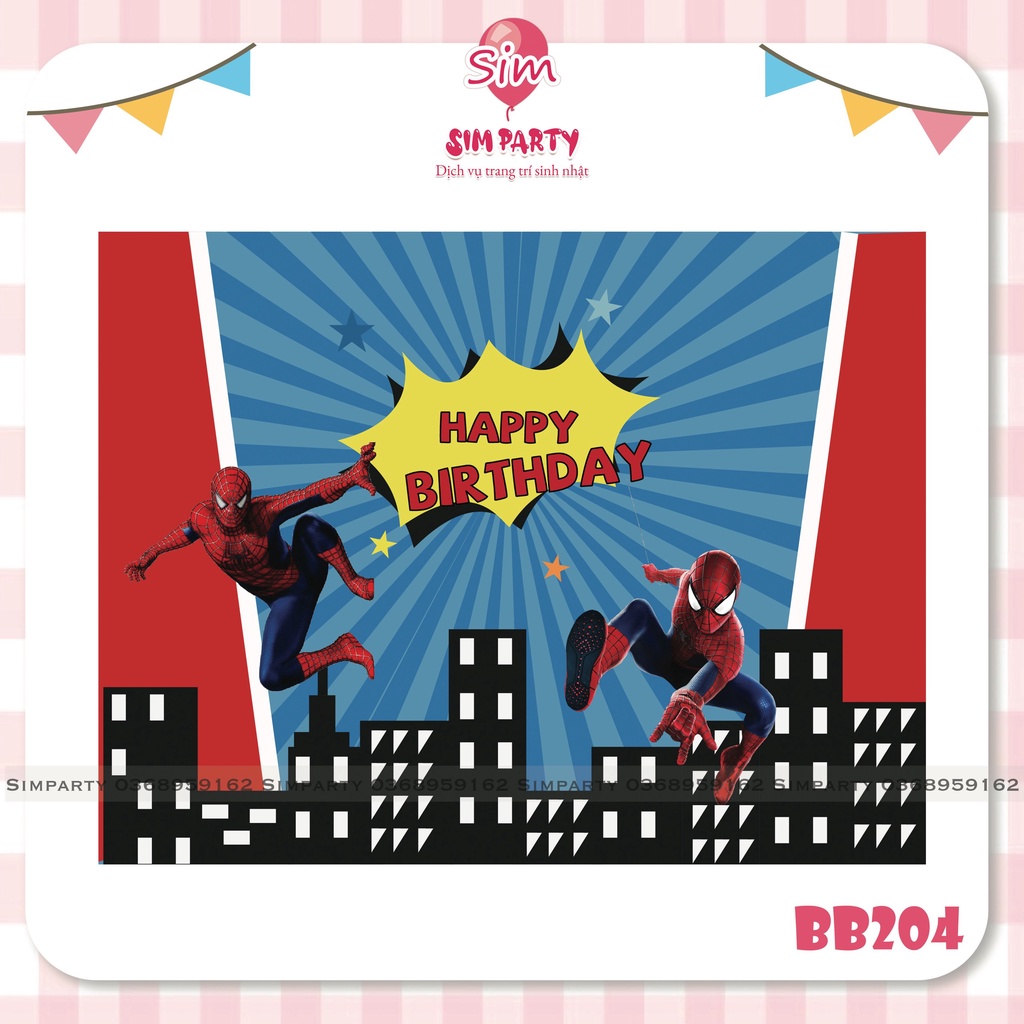 Backdrop trang trí sinh nhật bé trai bé gái phông bạt vải Silk, Hiflex in trực tiếp theo tên bé