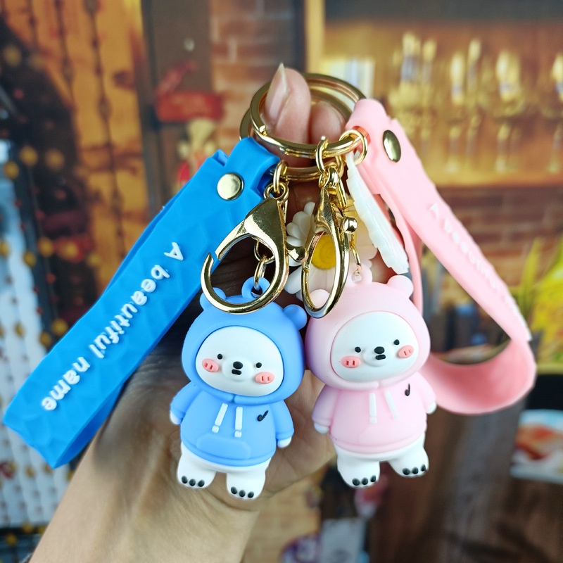 Móc khóa QIHE JEWELRY mặt búp bê gấu hoạt hình đáng yêu xinh xắn
