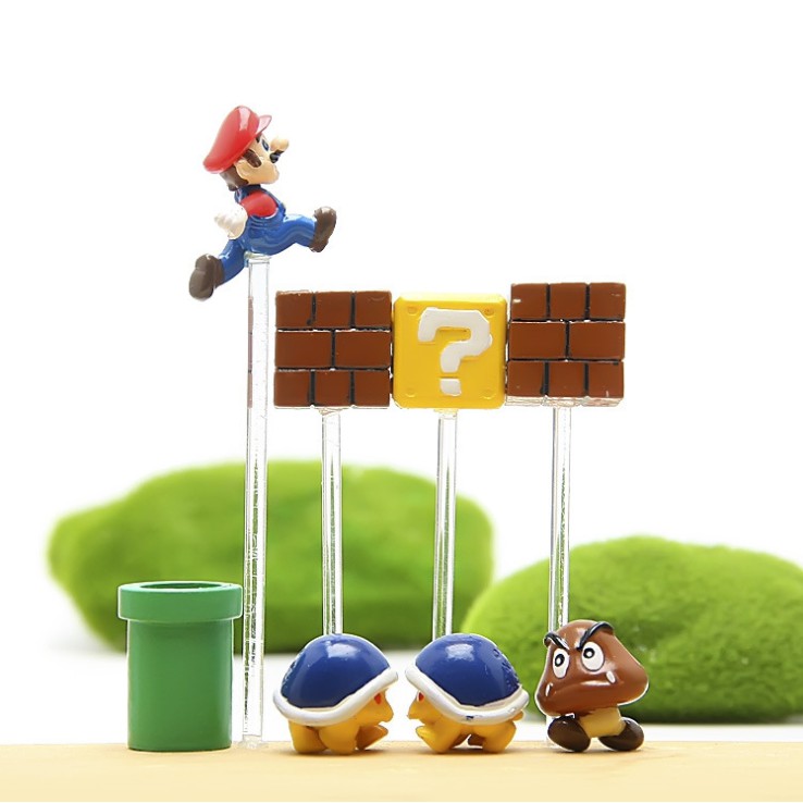 Mô hình các nhân vật Mario Series trang trí tiểu cảnh, terrarium, móc khóa, DIY (không có nam châm)