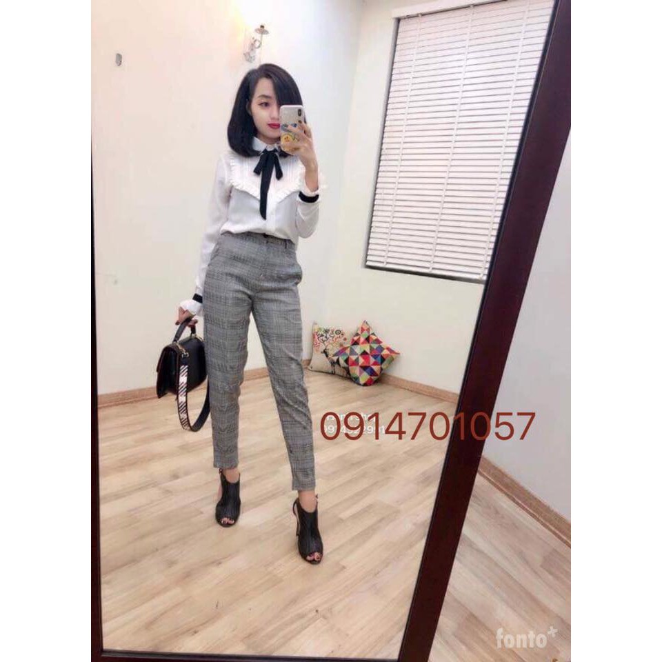 Baggy kẻ topshop trẻ trung năng động phù hợp áo sơ mi, áo phông basic
