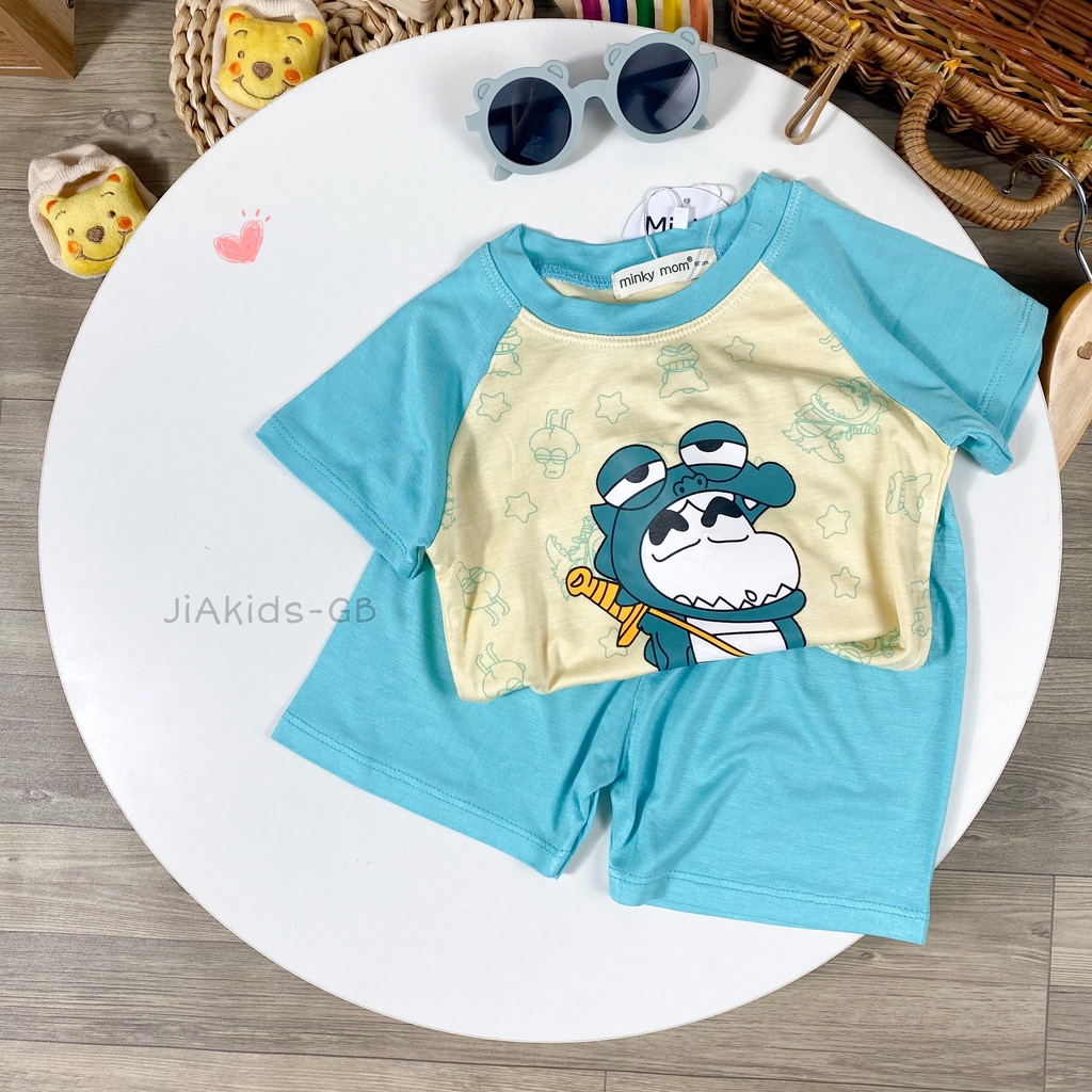 Bộ Cộc Tay THUN LẠNH MINKYMOM Giáp Năng In Hình Dễ Thương Cho Bé TN-IN88