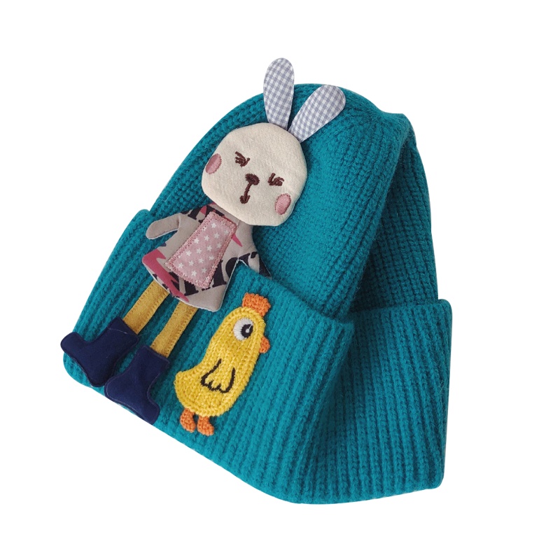Mũ Beanie Đan Len Giữ Ấm In Họa Tiết Khủng Long / Thỏ Dễ Thương Thời Trang Mùa Đông Cho Bé Trai
