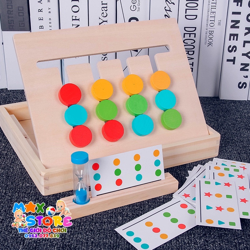 ĐỒ CHƠI GIÁO DỤC - BỘ CÂU ĐỐ LOGIC CHẤM TRÒN MÀU SẮC CÓ ĐỒNG HỒ CÁT