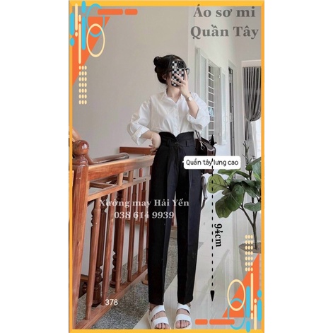 Siêu phẩm quần Tây lưng cao mẫu mới dài 94-98cm mã 378