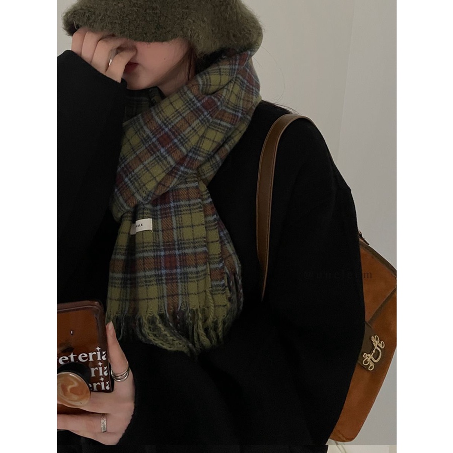 Khăn Choàng Cổ Họa Tiết Sọc Caro Phong Cách Vintage