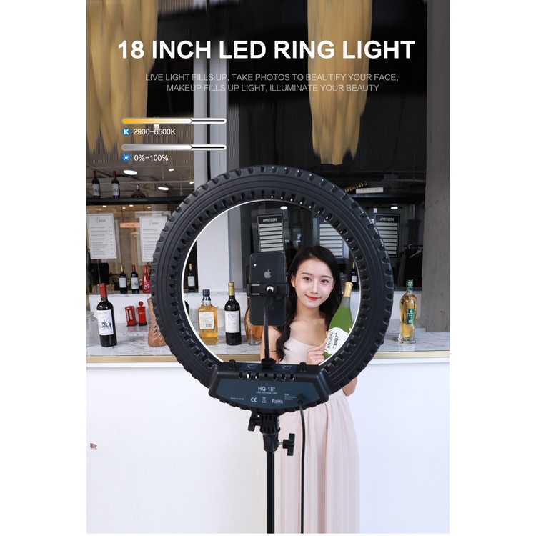 Đèn Livestream HQ18 - 45CM 1 Kẹp Kèm Chân Linco 2m1, Hỗ Trợ Quay Tiktok - Make up -Livestream - Chính Hãng HD Design