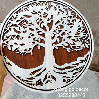 [Rẻ] Tranh Gỗ Decor Cây Sự Sống 50x50cm