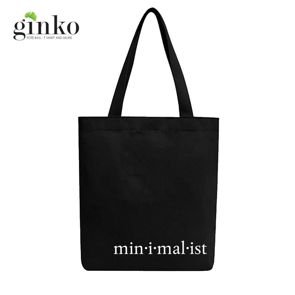 Túi vải tote Ginko dây kéo phong cách ulzzang Hàn Quốc in hình minimalist